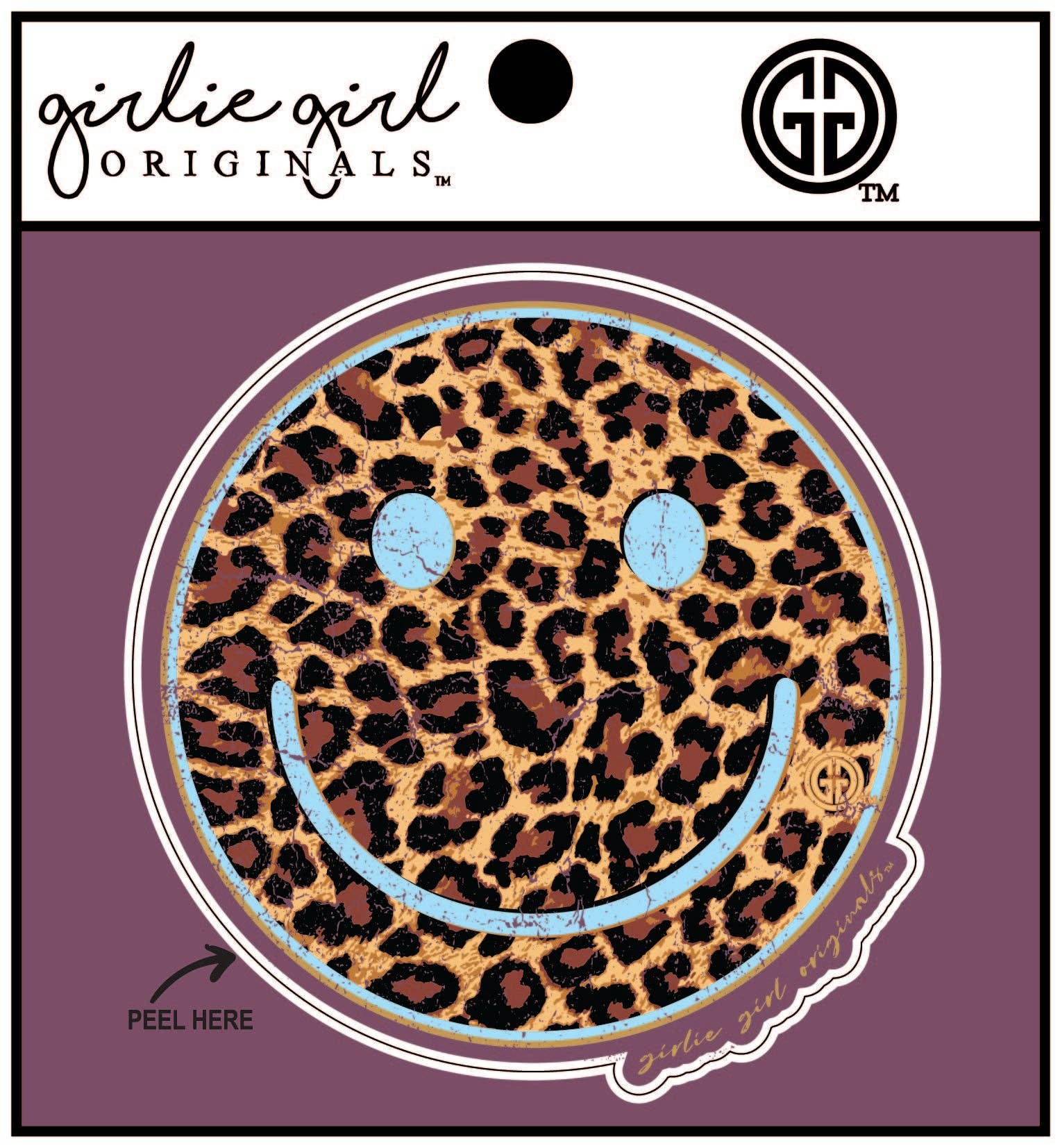 Decal/Sticker Leopard Happy Face Light Blue-2452 Unisex T-shirt, Sweatshirt, Hoodie, Long Sleeve Tee - T-Shirt, Sweatshirt, Hoodie