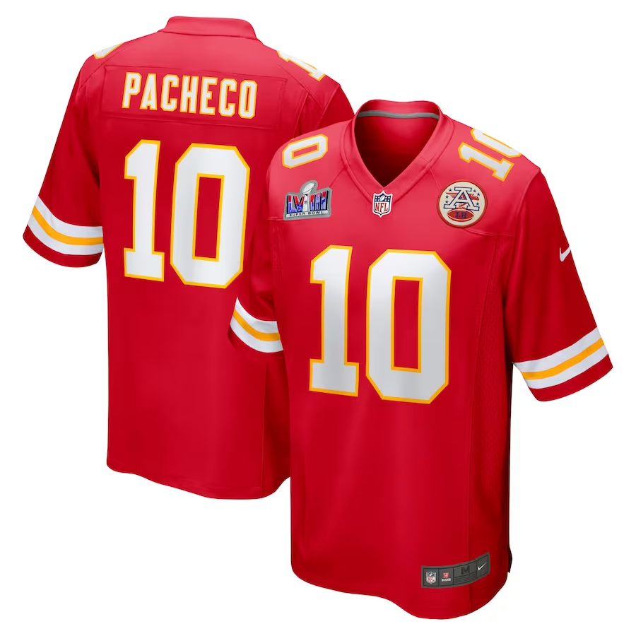 Men's Kansas City Chiefs Isiah Pacheco Red Super Bowl LVIII Game Jersey football jersey product view 1