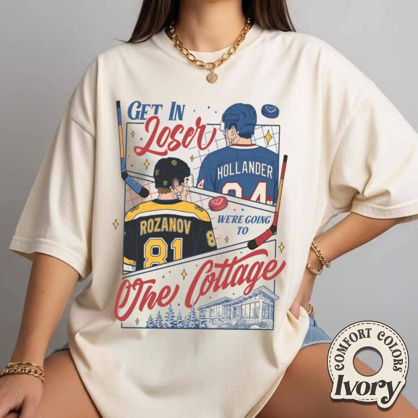 Hockey Romance- Cottage Bound Comfort Tee Unisex T-shirt, Sweatshirt, Hoodie, Long Sleeve Tee - T-Shirt, Sweatshirt, Hoodie