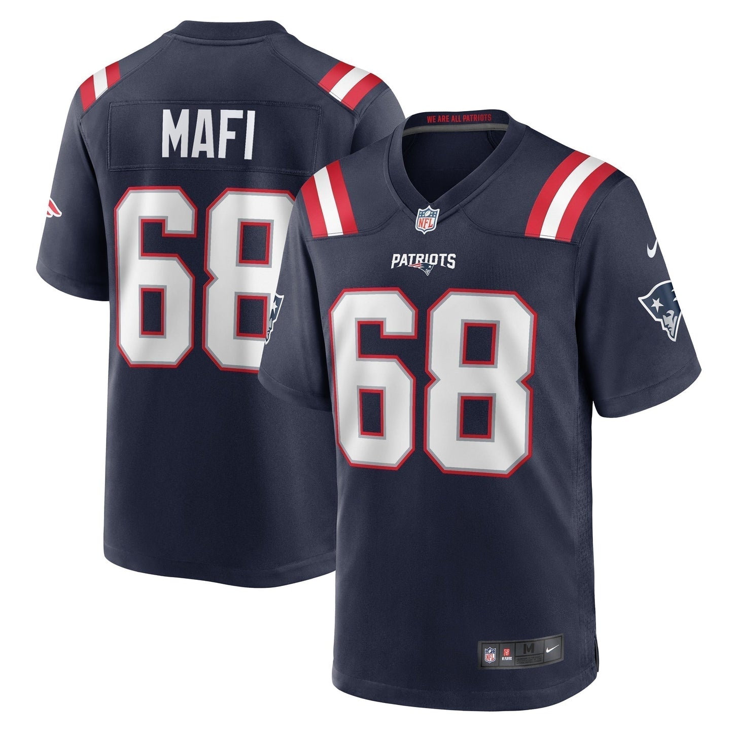 Atonio Mafi New England Patriots Team Game Jersey - Navy football jersey product view 1