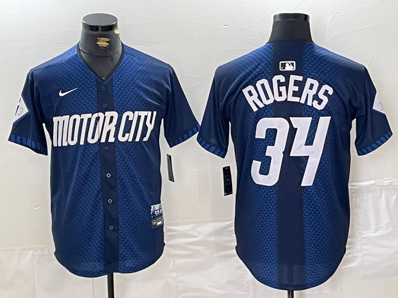 Men's Detroit Tigers Jake Rogers #34 Navy 2024 City Connect Limited Jersey1 baseball jersey product view 1