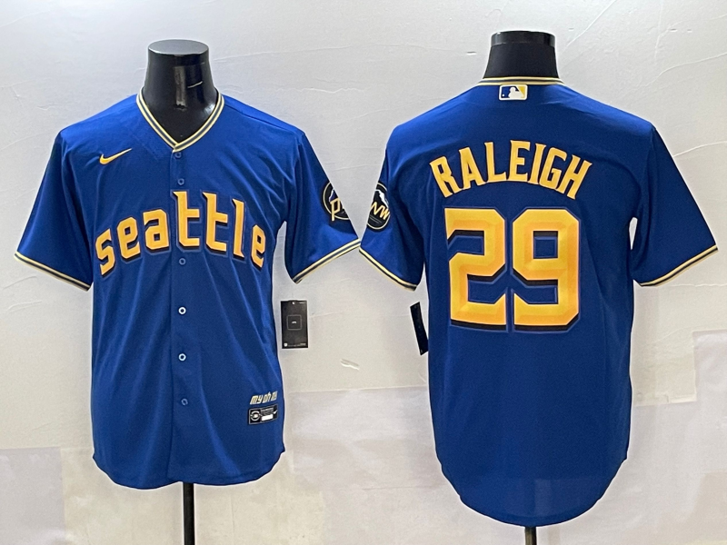 Men's Seattle Mariners Cal Raleigh Blue City Connect Limited Player Jersey baseball jersey product view 1