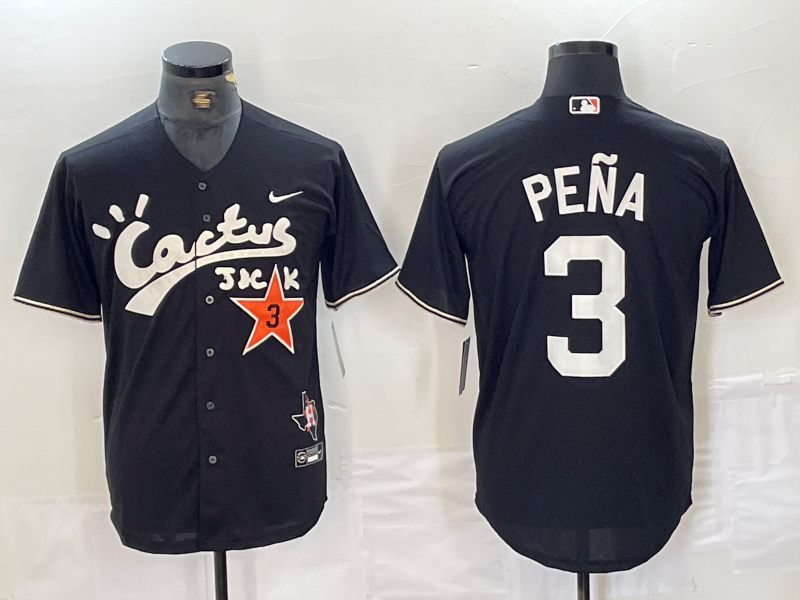 Men's Houston Astros Jeremy Pena #3 Black Limited Player Jersey baseball jersey product view 1