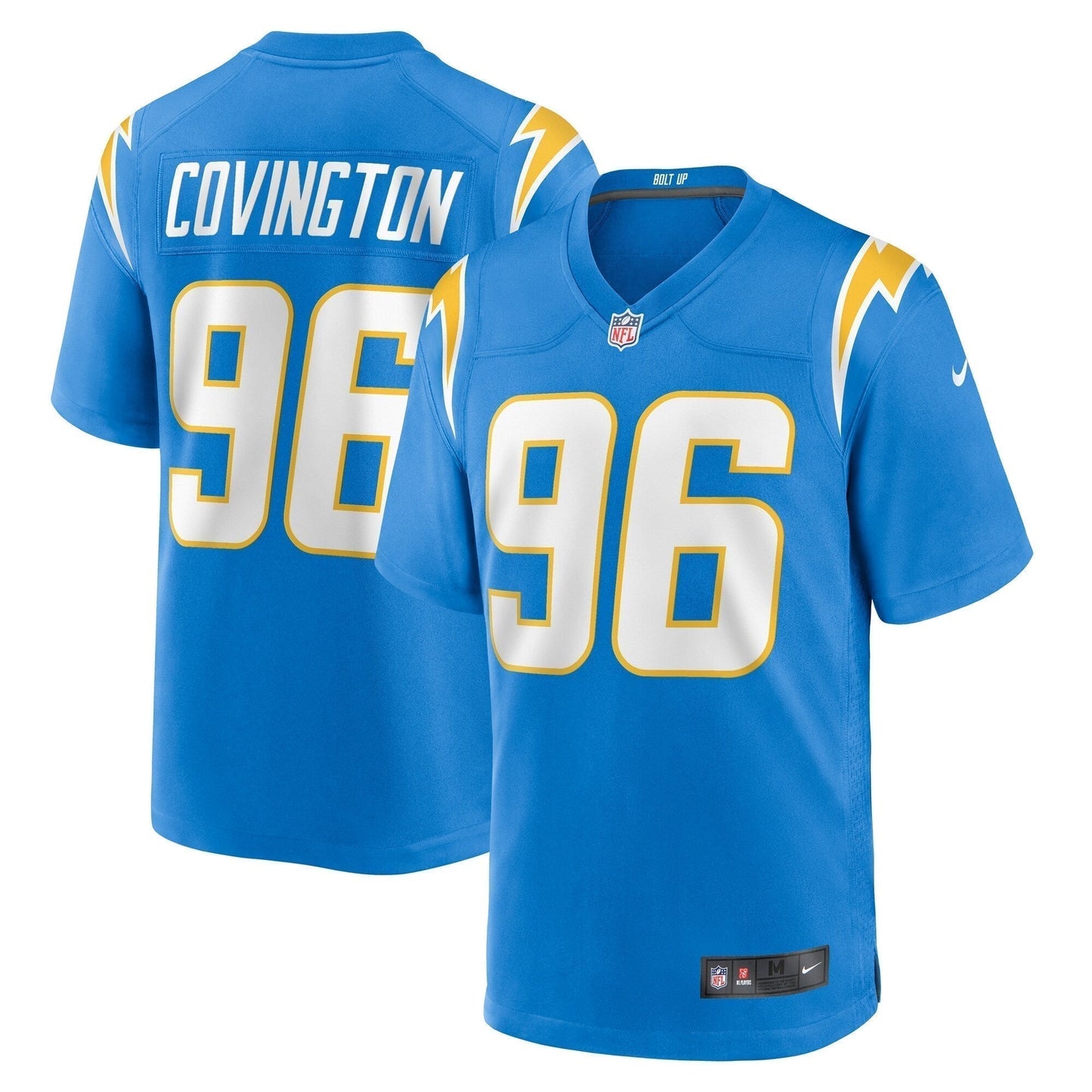 Christian Covington Los Angeles Chargers Team Game Jersey - Powder Blue football jersey product view 1