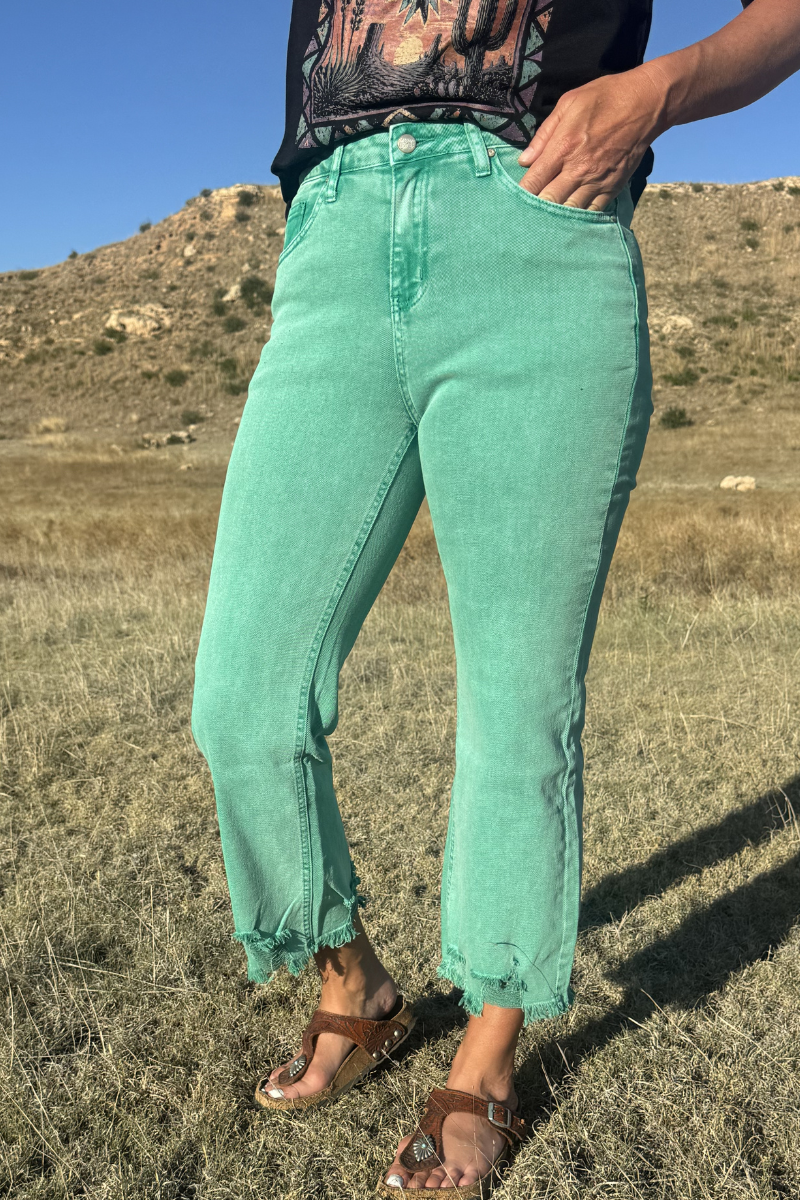 Outlaw Crop Jeans - Turquoise Unisex T-shirt, Sweatshirt, Hoodie, Long Sleeve Tee - T-Shirt, Sweatshirt, Hoodie