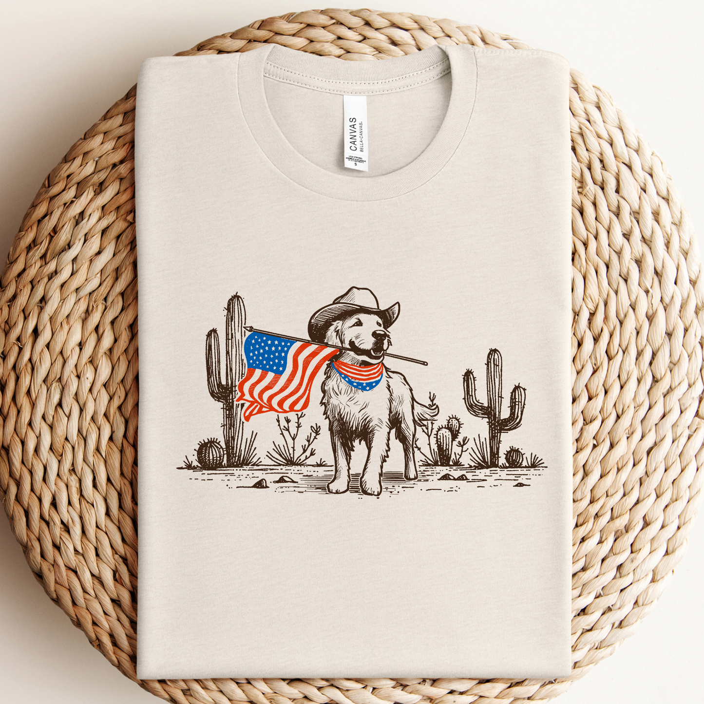 Patriotic Cowboy Dog Graphic Tee Unisex T-shirt, Sweatshirt, Hoodie, Long Sleeve Tee - T-Shirt, Sweatshirt, Hoodie