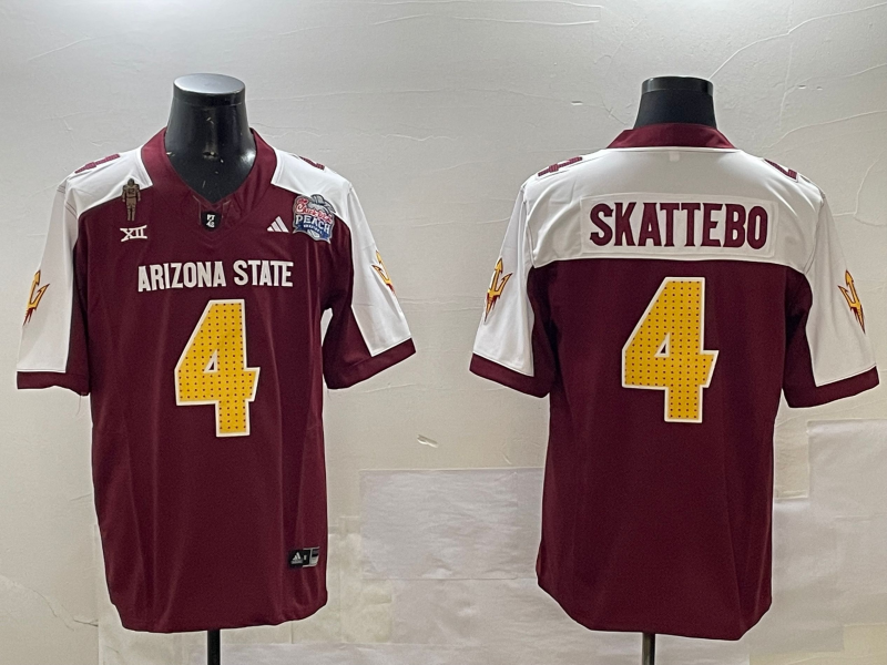 Men's Arizona State Sun Devils Cameron Skattebo #4 Red Player Game Jersey sports jersey product view 1