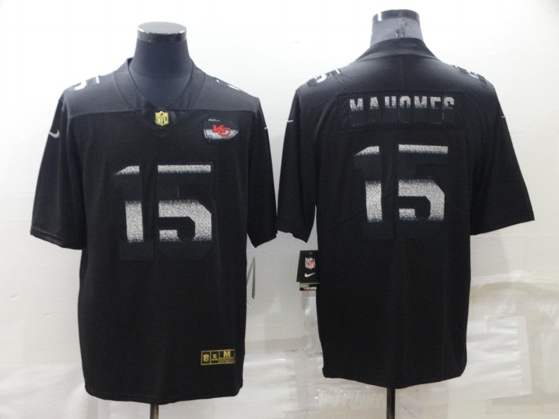 Men's Kansas City Chiefs Patrick Mahomes #15 Black Vapor Elite Jersey1 football jersey product view 1
