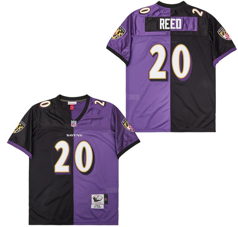 Ed Reed 20 Baltimore Ravens Two-Toned Throwback Men Jersey - Purple/Black football jersey product view 1
