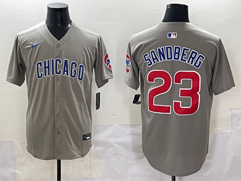 Men's Chicago Cubs Ryne Sandberg #23 Gray Replica Player Jersey baseball jersey product view 1