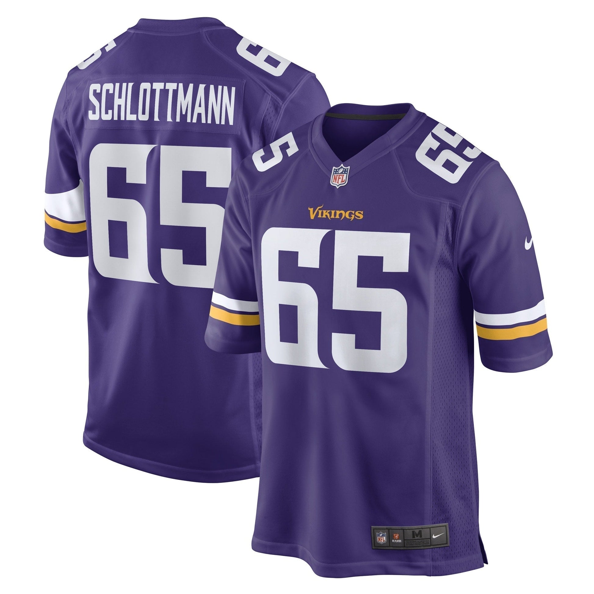 Austin Schlottmann Minnesota Vikings Game Jersey - Purple football jersey product view 1