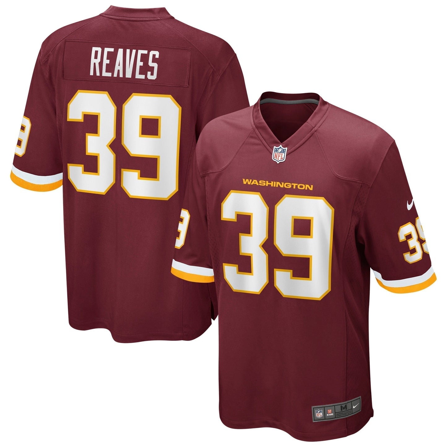 Jeremy Reaves Washington Football Team Game Jersey - Burgundy football jersey product view 1