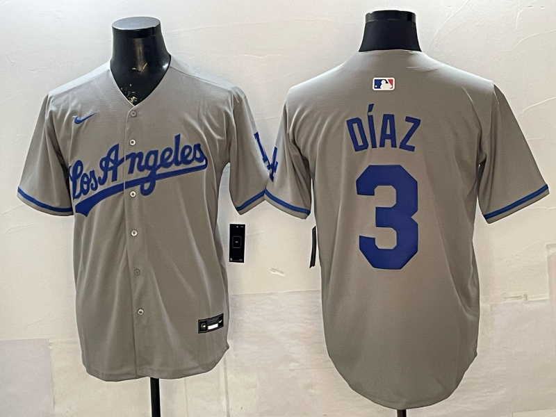 Men's Los Angeles Dodgers Edwin Diaz #3 Gray Replica Jersey baseball jersey product view 1