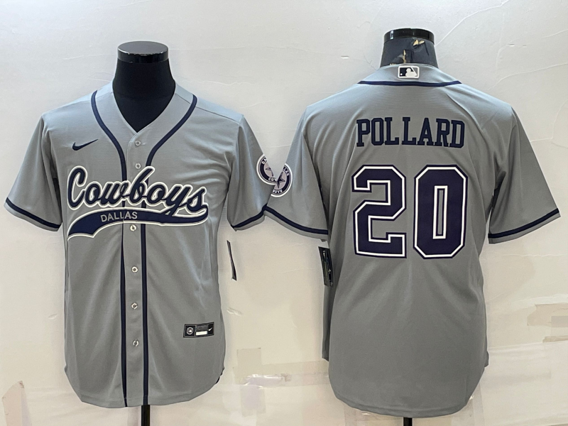 Men's Dallas Cowboys Tony Pollard Gray Game Jersey Joint Edition football jersey product view 1