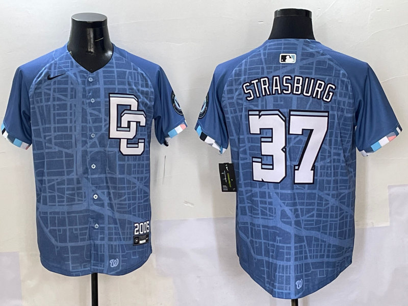 Men's Washington Nationals Stephen Strasburg Blue 2025 City Connect Limited Player Jersey baseball jersey product view 1