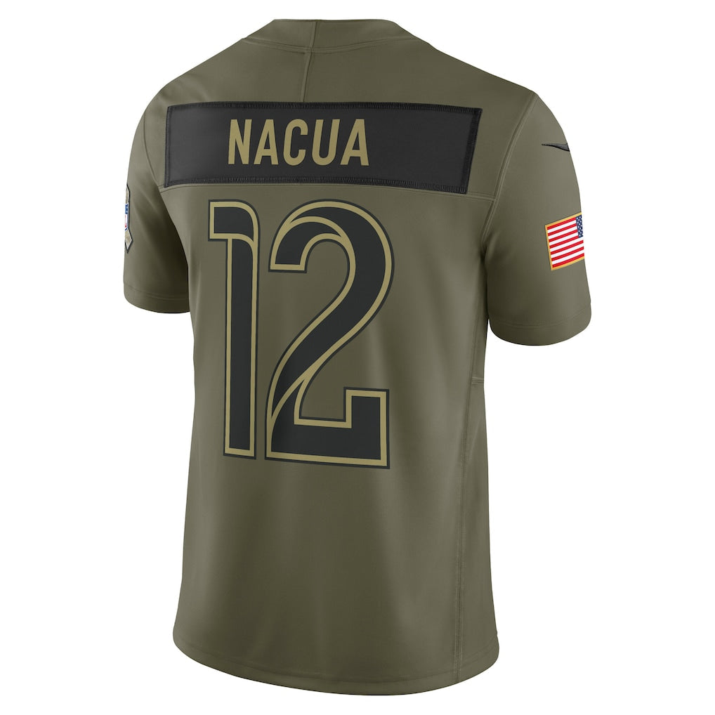 LA.Rams #12 Puka Nacua Olive 2025 Salute to Service Limited Jersey football jersey product view 1
