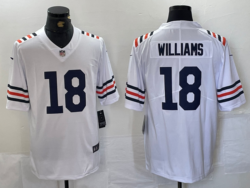 Men's Chicago Bears Caleb Williams #18 White 2024 NFL Draft 2nd Alternate Game Player Jersey1 football jersey product view 1