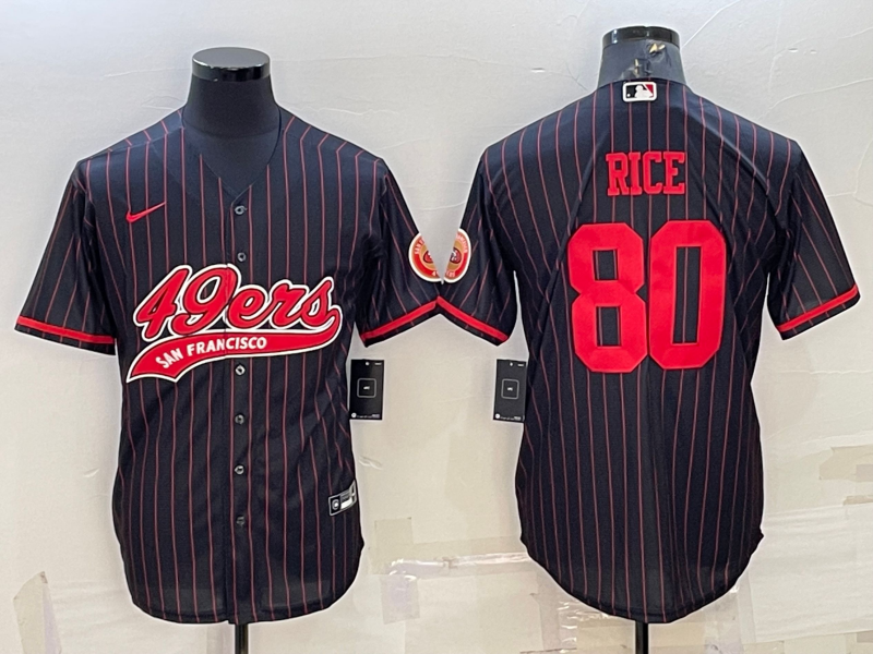 Men's San Francisco 49ers Jerry Rice Black Player Game Jersey Joint Edition football jersey product view 1