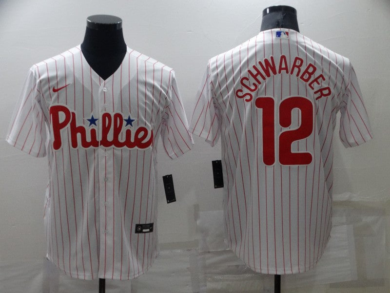 Men's Philadelphia Phillies Kyle Schwarber White Replica Baseball Jersey baseball jersey product view 1
