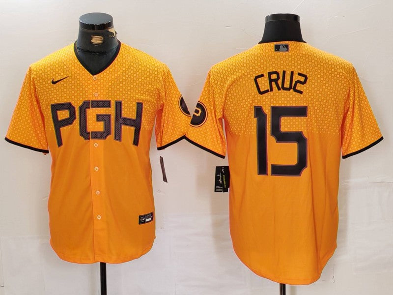 Men's Pittsburgh Pirates Oneil Cruz Gold City Connect Limited Player Jersey baseball jersey product view 1