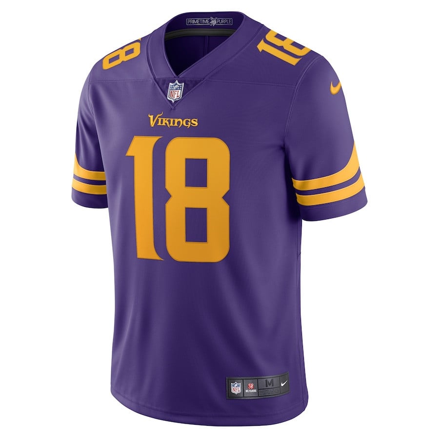 Justin Jefferson 18 Minnesota Vikings Alternate Vapor Limited Jersey - Purple football jersey product view 2