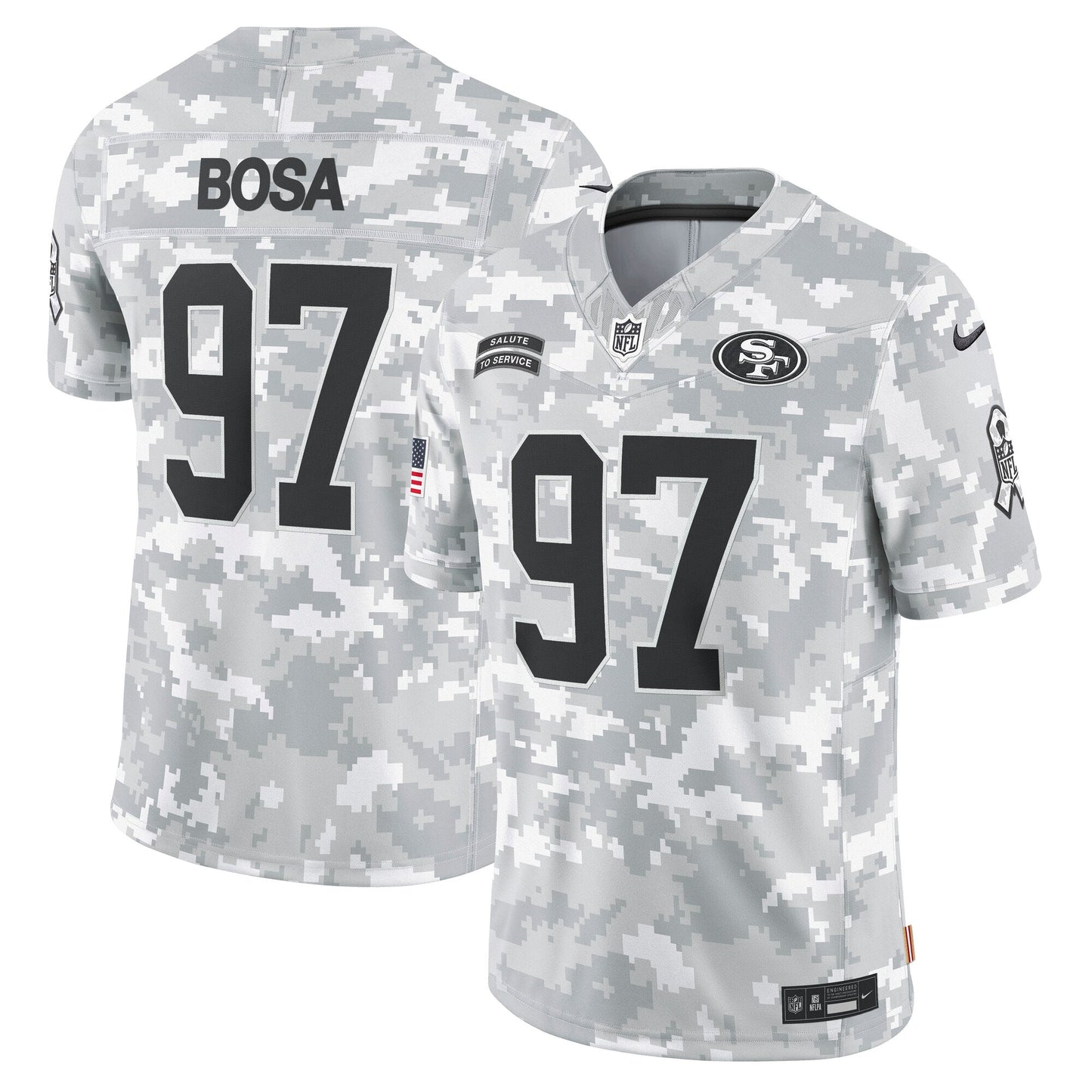 Nick Bosa San Francisco 49ers 2024 Salute to Service Limited Jersey - Arctic Camo football jersey product view 1