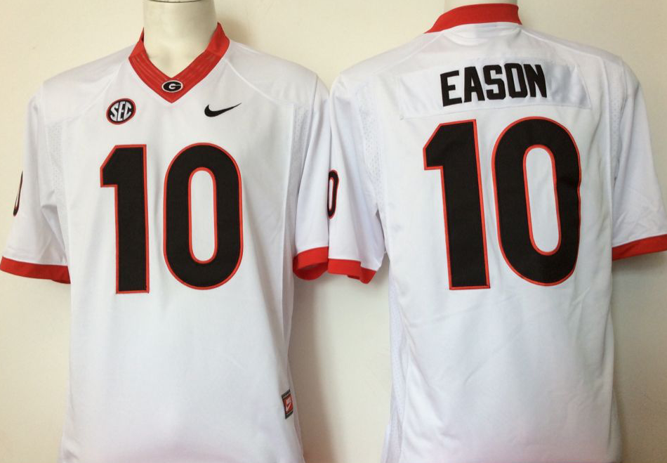 Men's Georgia Bulldogs Jacob Eason White Player Game Jersey sports jersey product view 1