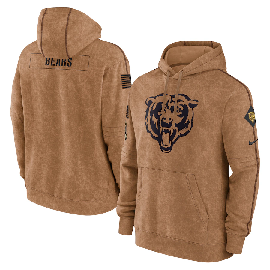 Men's Chicago Bears Brown 2023 Salute To Service Club Pullover Hoodie football jersey product view 1
