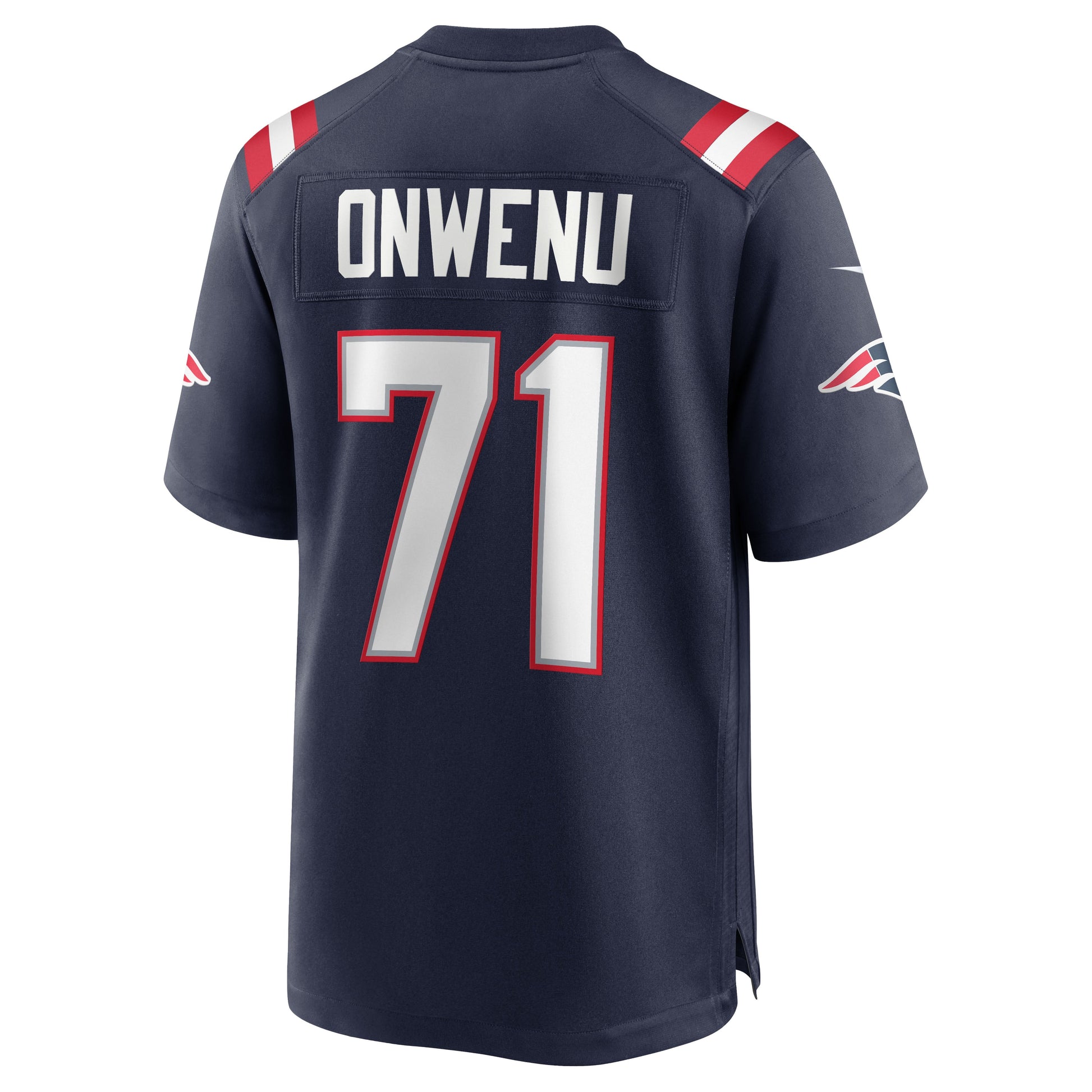 Mike Onwenu New England Patriots Team Game Jersey - Navy football jersey product view 3
