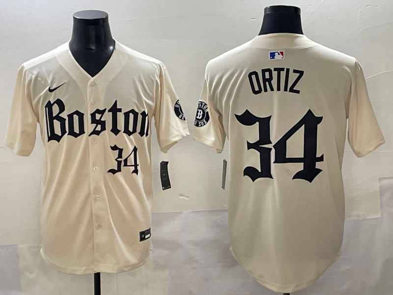 Men's Boston Red Sox David Ortiz Cream Replica Player Jersey baseball jersey product view 1