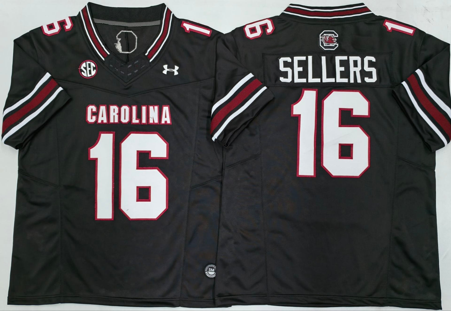 Men's South Carolina Gamecock LaNorris Sellers #16 Black Player Game Jersey sports jersey product view 1