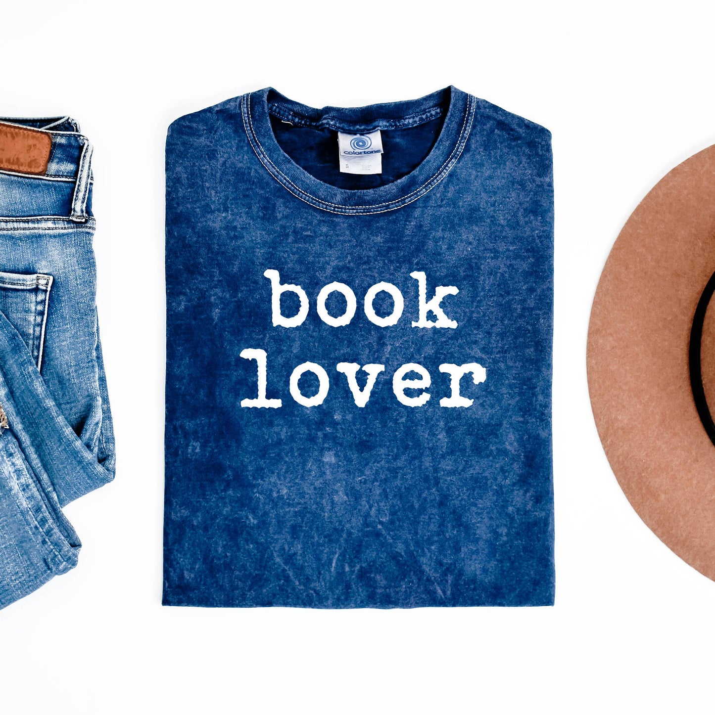 Book Lover Navy Mineral Wash Shirt, Book Lover Graphic Tee Unisex T-shirt, Sweatshirt, Hoodie, Long Sleeve Tee - T-Shirt, Sweatshirt, Hoodie