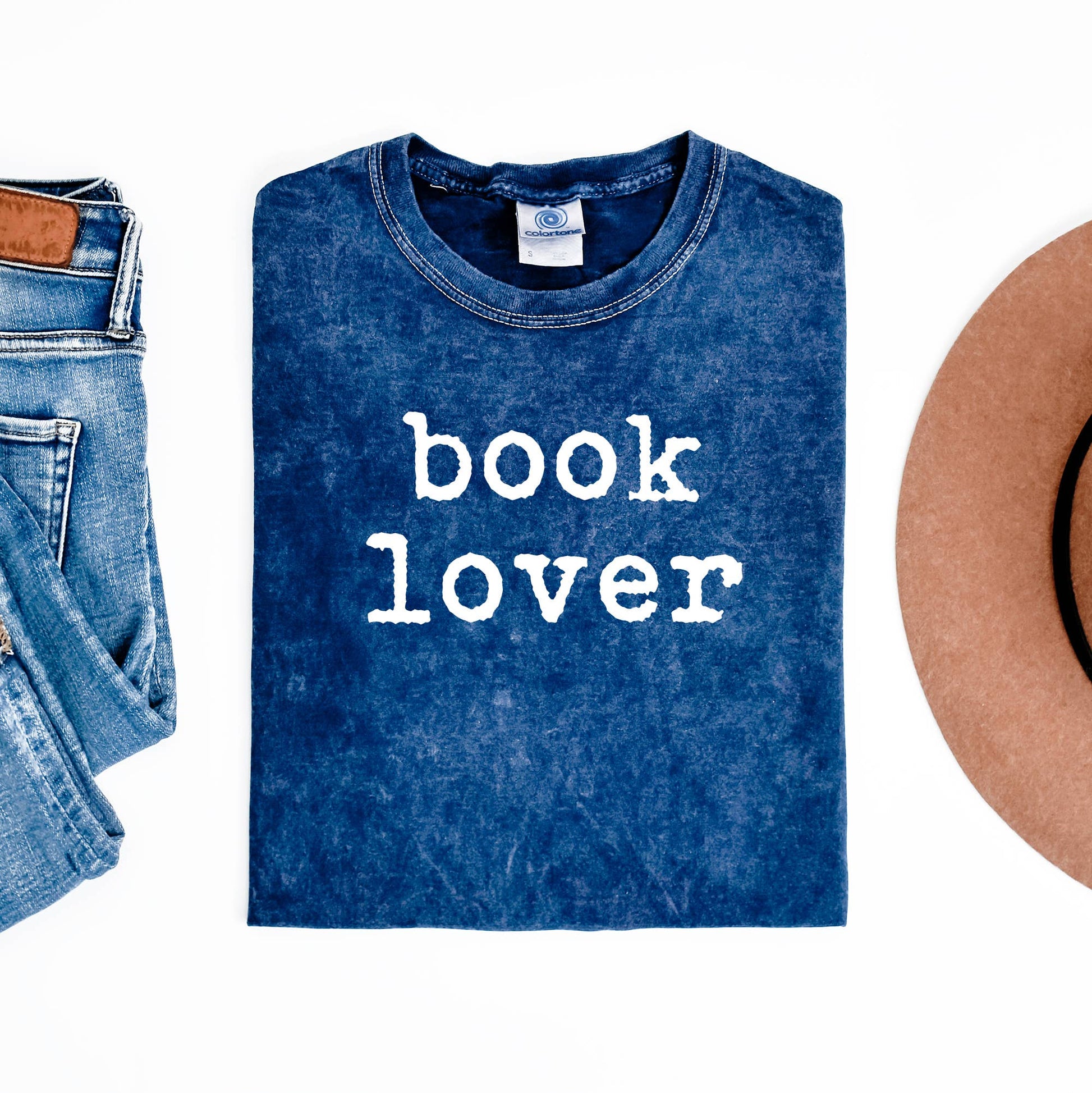 Book Lover Navy Mineral Wash Shirt, Book Lover Graphic Tee Unisex T-shirt, Sweatshirt, Hoodie, Long Sleeve Tee - T-Shirt, Sweatshirt, Hoodie