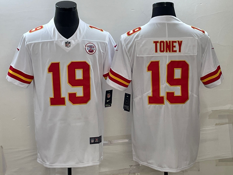 Men's Kansas City Chiefs Kadarius Toney #19 White Game Jersey1 football jersey product view 1