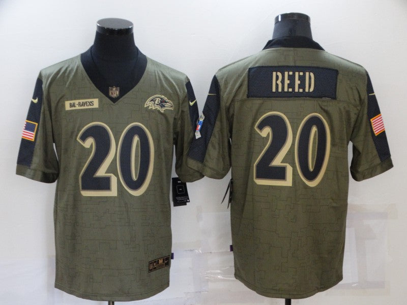 Men's Baltimore Ravens Ed Reed #20 Brown Game Jersey1 football jersey product view 1