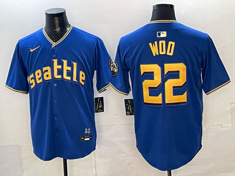 Men's Seattle Mariners Bryan Woo Royal City Connect Replica Jersey baseball jersey product view 1