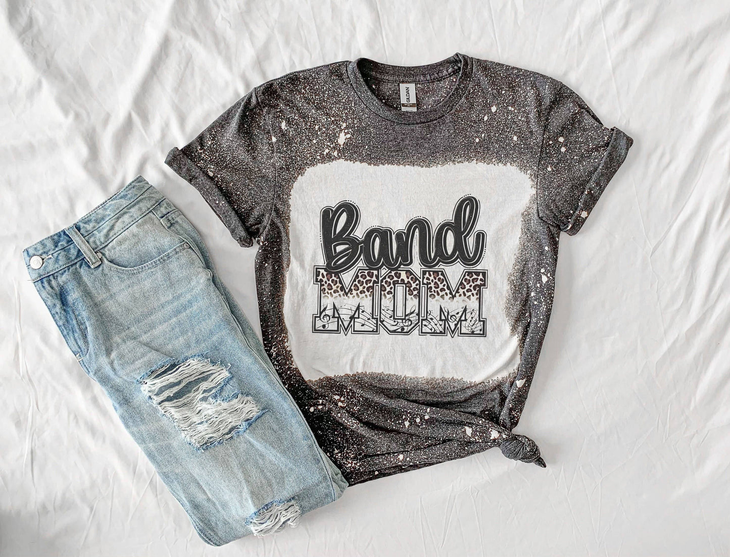Band Mom Bleached T-Shirt, Cheetah Print Mother's Day Gift Unisex T-shirt, Sweatshirt, Hoodie, Long Sleeve Tee - T-Shirt, Sweatshirt, Hoodie