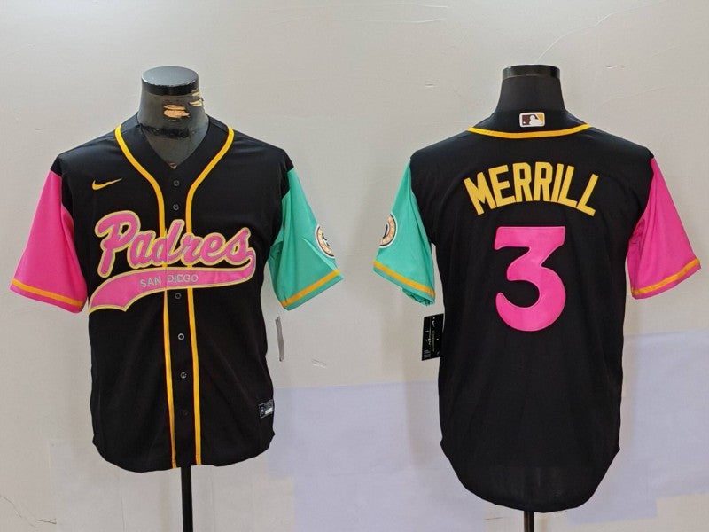 Men's San Diego Padres Jackson Merrill Black City Connect Replica Player Jersey baseball jersey product view 1