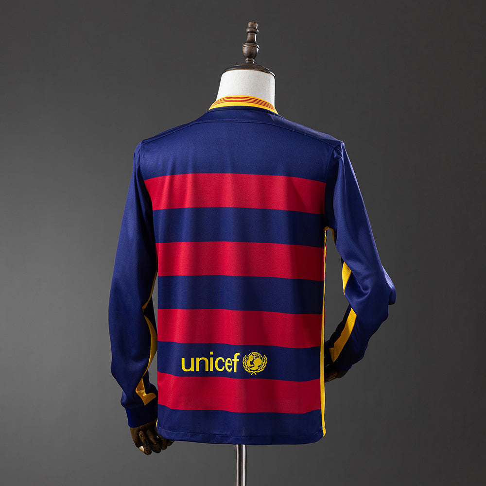Barcelona 15/16 Home Long Sleeve Retro Jersey sports jersey product view 2