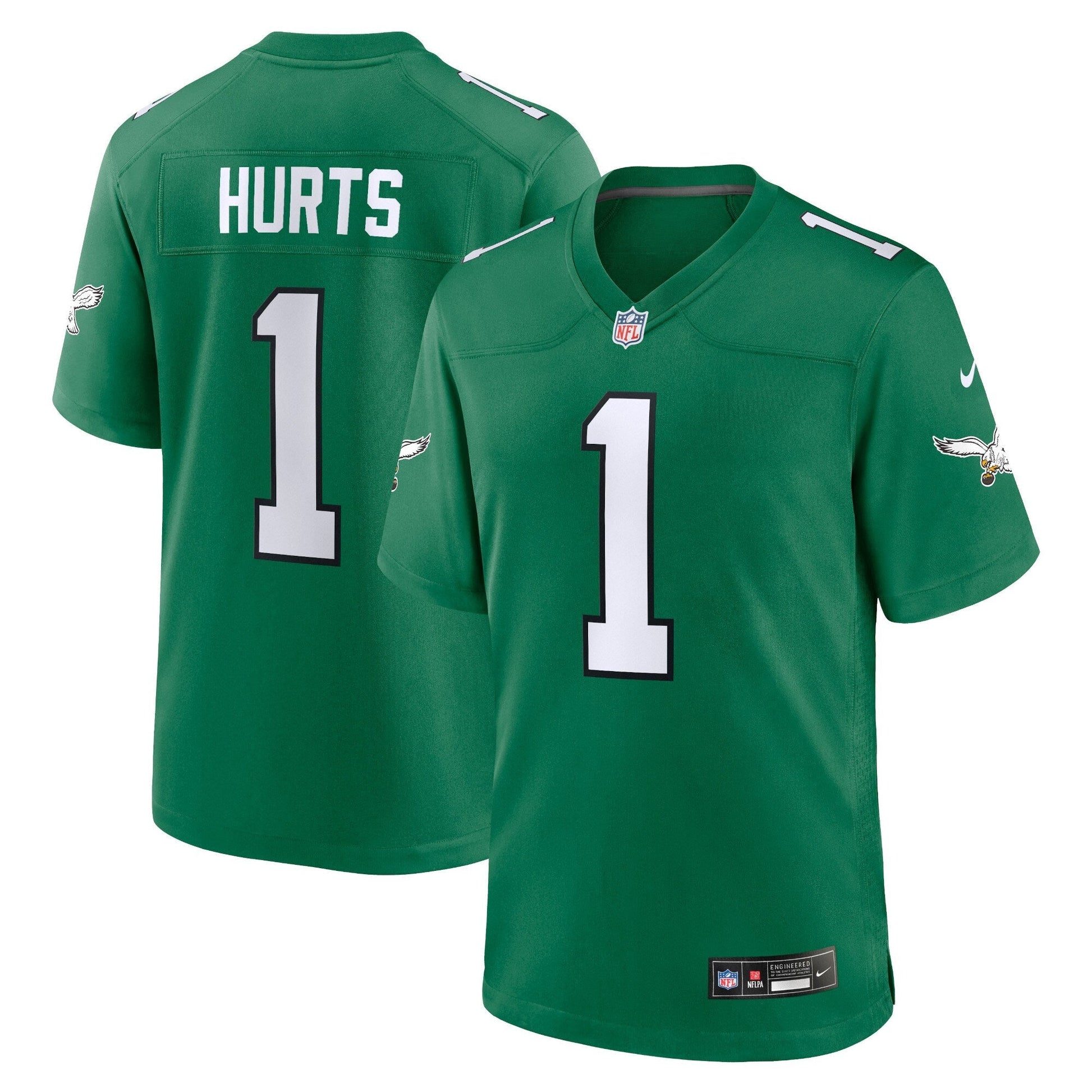 Jalen Hurts Philadelphia Eagles Alternate Game Jersey - Kelly Green football jersey product view 1