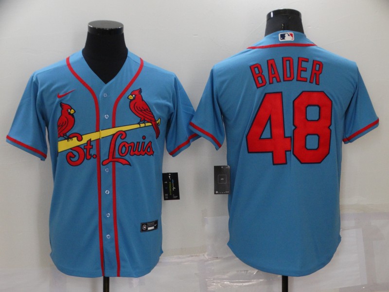 Men's St. Louis Cardinals Harrison Bader #48 Blue Replica Baseball Jersey baseball jersey product view 1