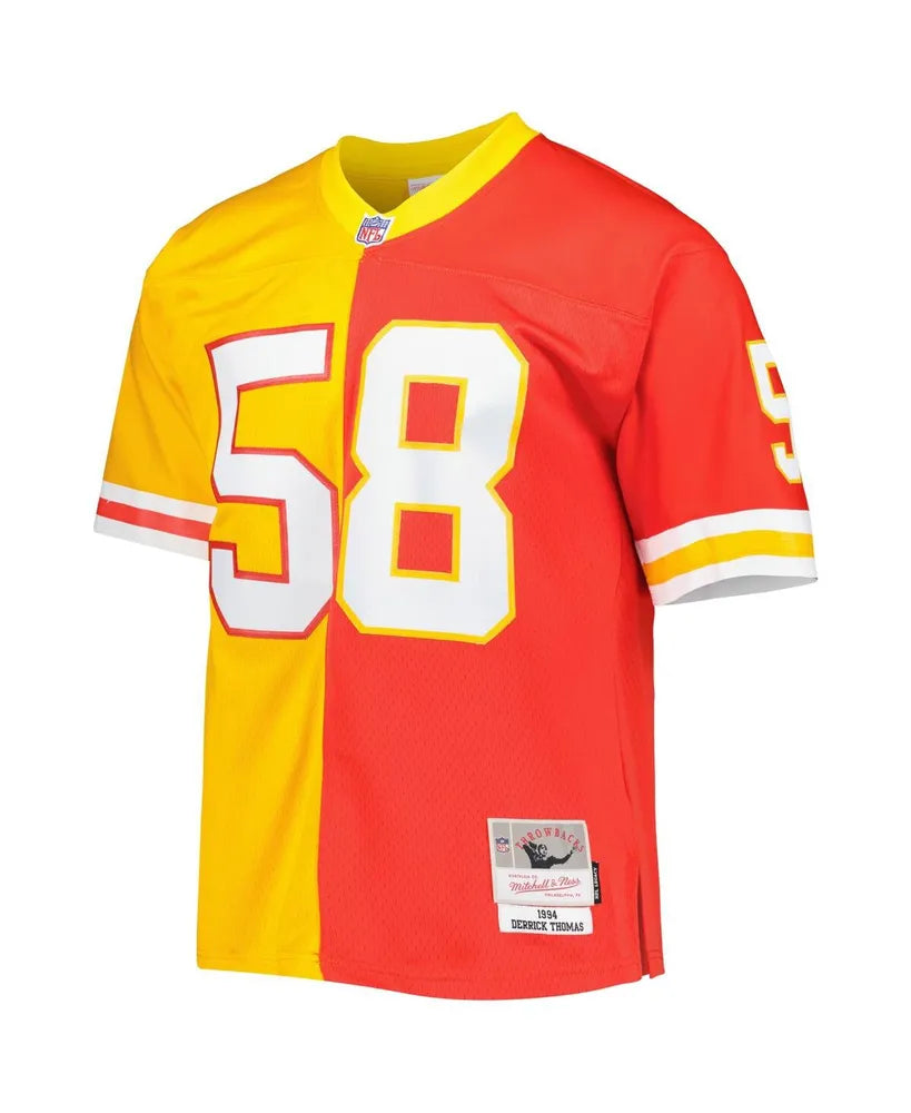 Men's Derrick Thomas Red, Gold Kansas City Chiefs 1994 Split Legacy Replica Jersey football jersey product view 2