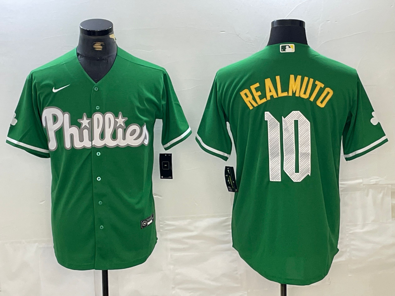 Men's Philadelphia Phillies J.T. Realmuto Green Replica Player Jersey baseball jersey product view 1