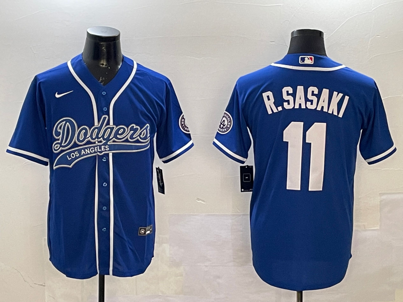 Men's Los Angeles Dodgers Roki Sasaki Royal Player Jersey baseball jersey product view 1