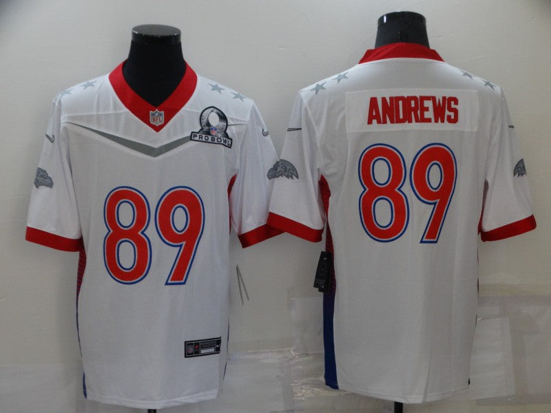 Men's Baltimore Ravens Mark Andrews #89 White ALL STAR Game Jersey1 football jersey product view 1