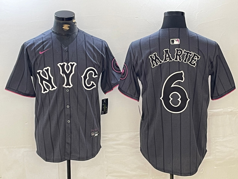 Men's New York Mets Starling Marte #6 Graphite 2024 City Connect Limited Player Jersey baseball jersey product view 1