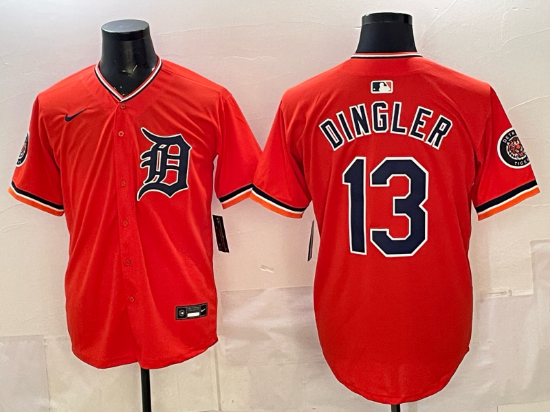 Men's Detroit Tigers Dillon Dingler #13 Orange Alternate Stadium Jersey baseball jersey product view 1