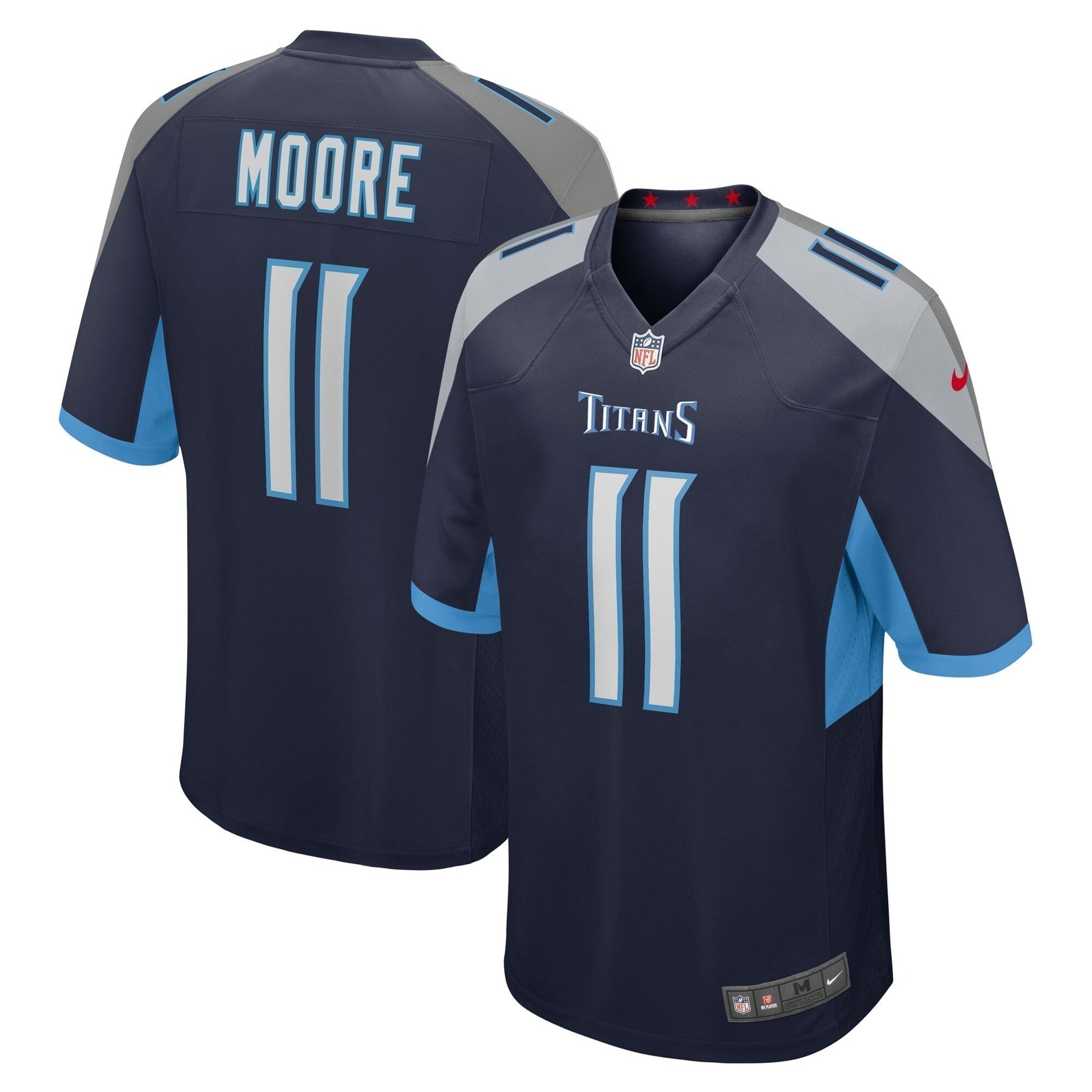 Chris Moore Tennessee Titans Game Jersey - Navy football jersey product view 1