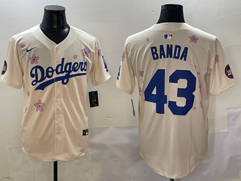 Men's Los Angeles Dodgers Anthony Banda #43 Cream Player Jersey baseball jersey product view 1