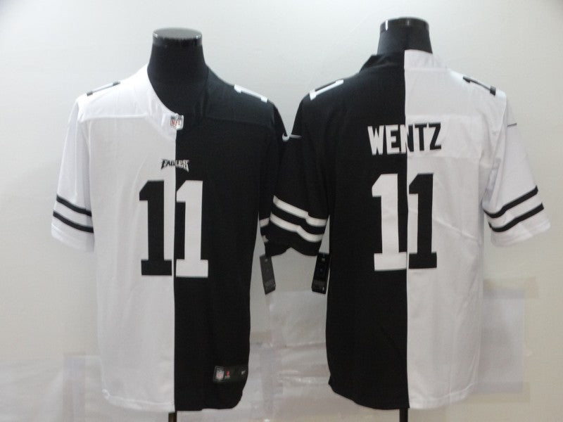 Men's Philadelphia Eagles Carson Wentz #11 Black/White Game Jersey1 football jersey product view 1